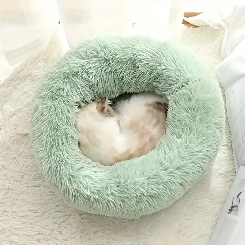 Soft Circular Cat Bed in Pink or White, All-Season Pet Sleeping Nest for Cats and Small Dogs, S M L Size Options for Everyday Home Lounging