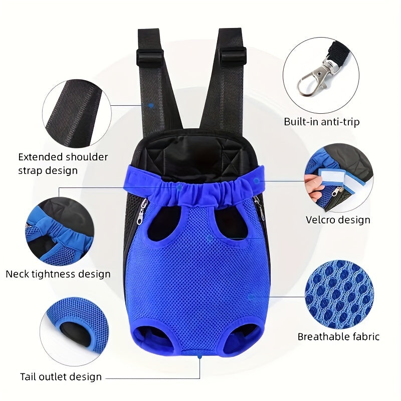 Dog Front Carrier Backpack for Cats and Small Dogs, Breathable Mesh Legs-Out Pet Carrying Bag with Adjustable Straps for Outdoor Walks
