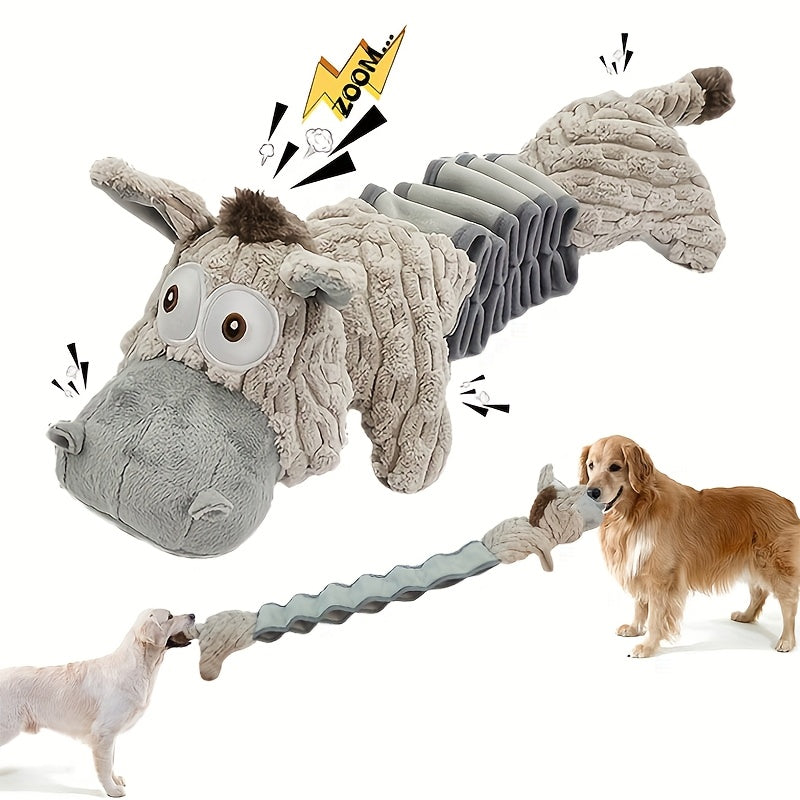 Donkey Plush Dog Toy for Small and Medium Dogs, Soft Stretch Animal Toy with Pull Rope or Long Stretch Options for Supervised Indoor Play