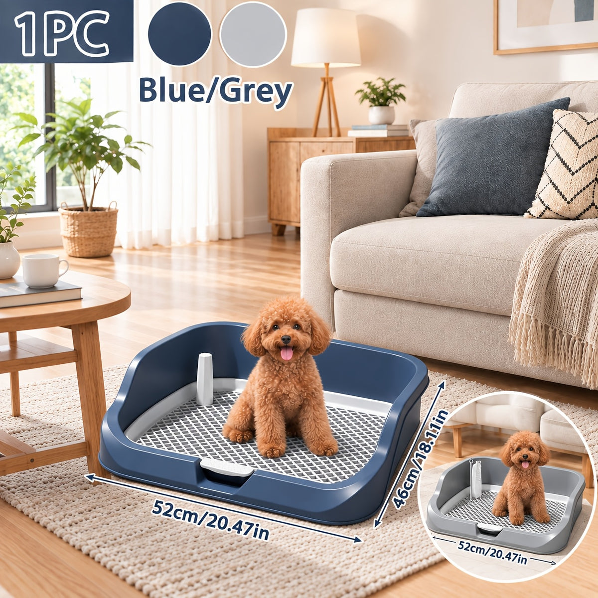Dog Toilet Training Tray, Washable Reusable Pet Potty with Detachable Design, High-Sided Splash Guard or Flat Panel Options for Puppy House Training