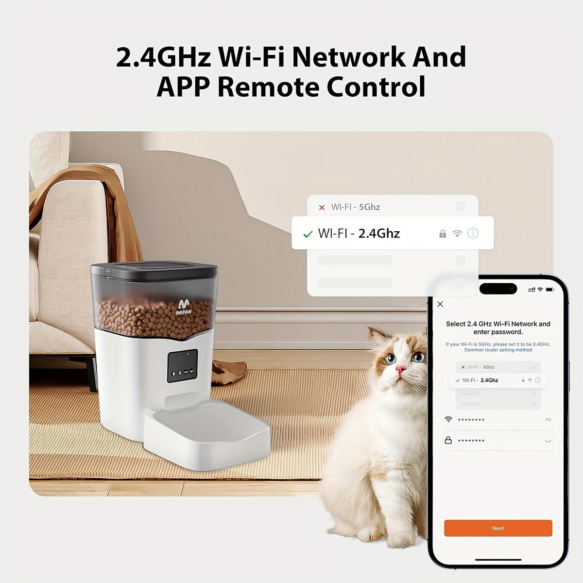 Automatic Cat Feeder with WiFi App Control, 3L Smart Dry Food Dispenser with Scheduled Meals, USB Power and Optional Camera for Cats and Dogs