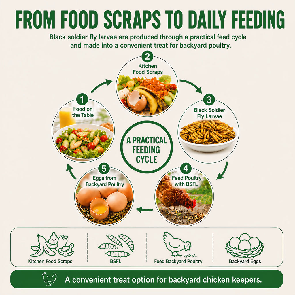Dried BSFL Grubs for Chickens, Black Soldier Fly Larvae Treats with 46% Protein and 6% Calcium for Hens, Ducks and Birds, 2, 5 or 10 lb