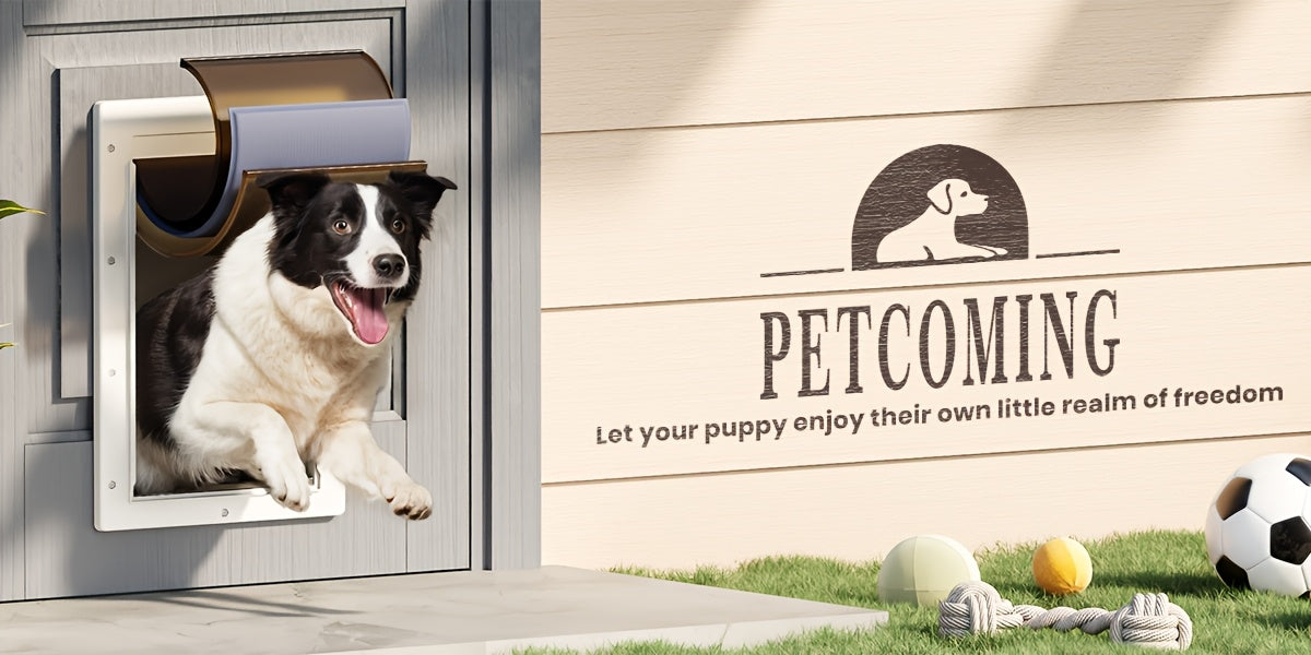 3-Flap Dog Door with Insulation Layer and Two Magnetic Flaps, Reinforced Polymer Pet Entry with Closing Panel in Medium or Large, Black or White