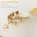 Cat Wall Climbing Frame with 3 or 5 Levels, Solid Wood Wall-Mounted Cat Furniture for Indoor Scratching and Play, Optional Hammock Combination