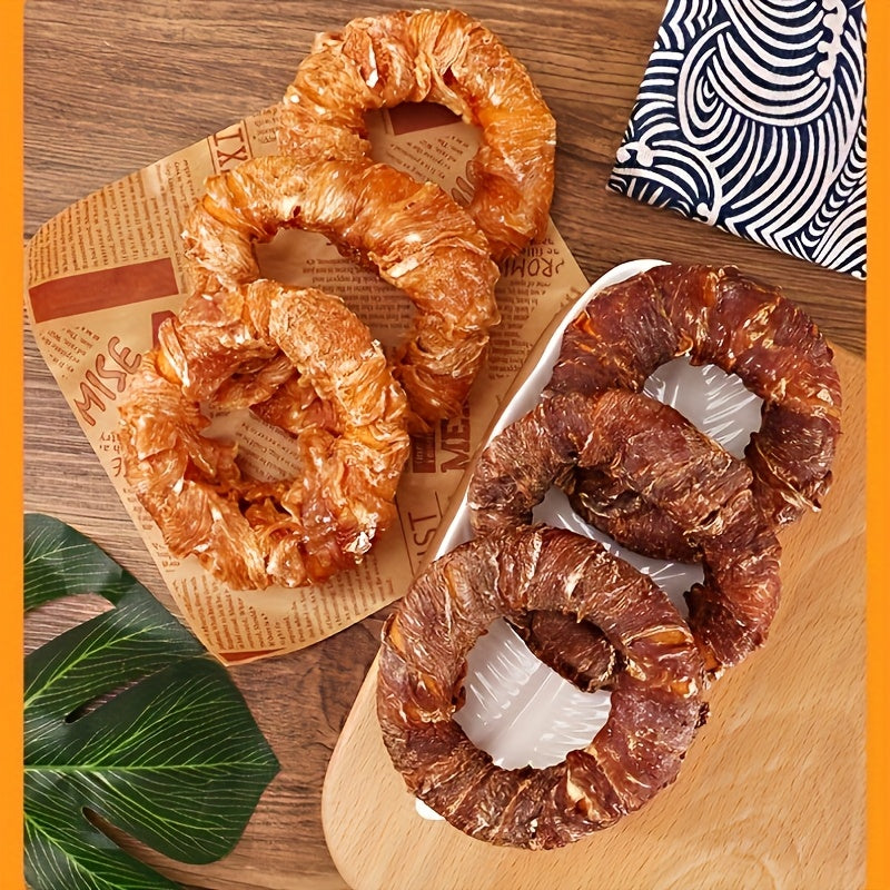 Donut Dog Treats with Chicken or Duck Meat Wrap, Ring-Shaped Snacks in 6-Piece or Two-Pack Options for Supervised Rewards and Everyday Treat Time