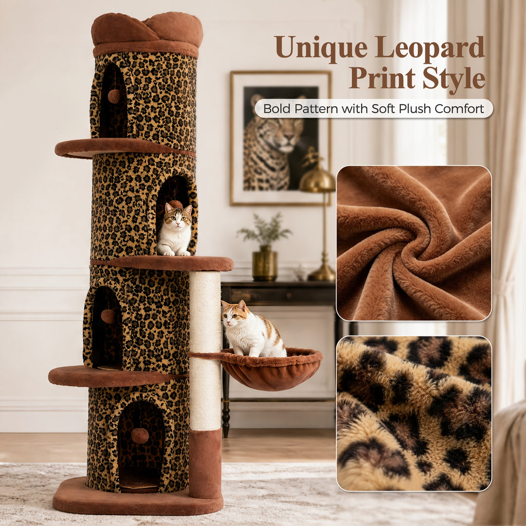 Forest Cat Tree Tower with Flower Top Perch, Indoor Climbing and Resting Furniture in 35.8, 56.3 or 68.5 Inch Height and Color Options