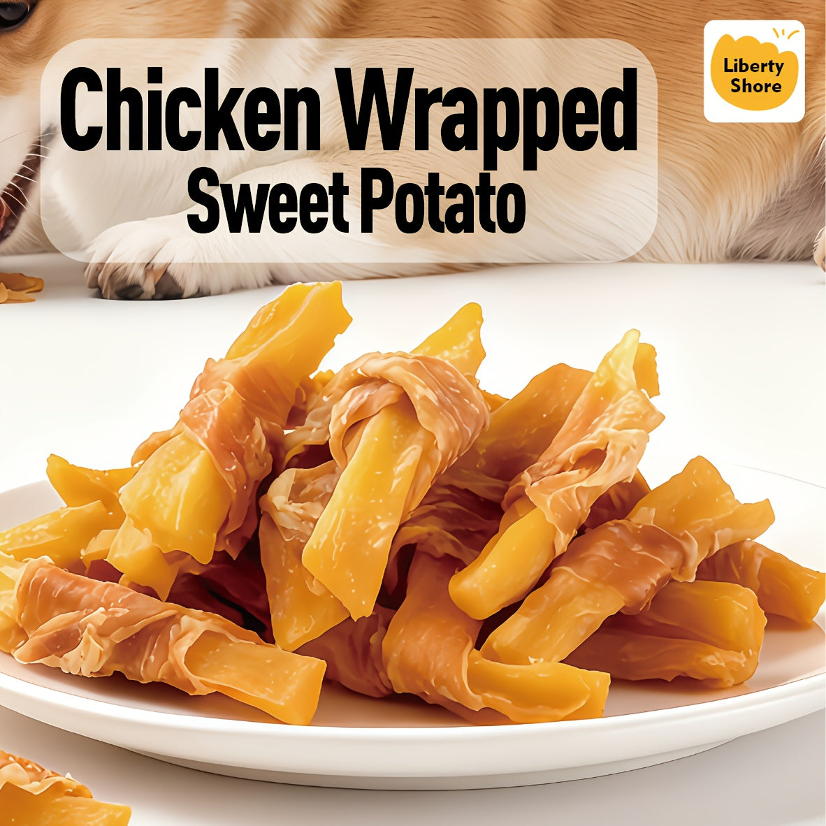 Rawhide Free Dog Treats, Chicken and Sweet Potato Rolls, 31.74 oz / 900g Chewy Wraps Made with Real Chicken for Everyday Snack Rewards