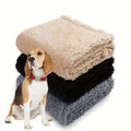 Sherpa Pet Blankets 3-Pack, Soft Fluffy Fleece Throws for Dogs, Puppies and Cats, Cozy Bedding Layers in Beige, Black and Gray Options