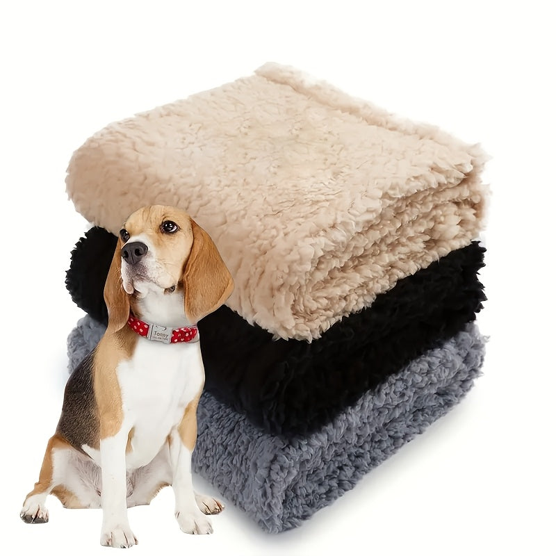 Sherpa Pet Blankets 3-Pack, Soft Fluffy Fleece Throws for Dogs, Puppies and Cats, Cozy Bedding Layers in Beige, Black and Gray Options