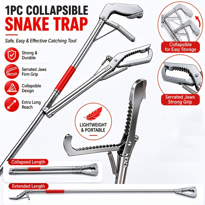 Grabber Reacher Tool, 47.24-Inch Foldable Telescopic Stainless Steel Gripper with Anti-Slip Grip for Outdoor Litter Pickup and Fishing Tasks