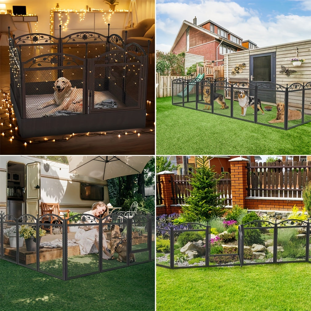 Dog Playpen with Waterproof Pad, 8-Panel Heavy Duty Metal Pet Fence with Door for Indoor Outdoor Puppy Training, Exercise and Large Dog Play Areas