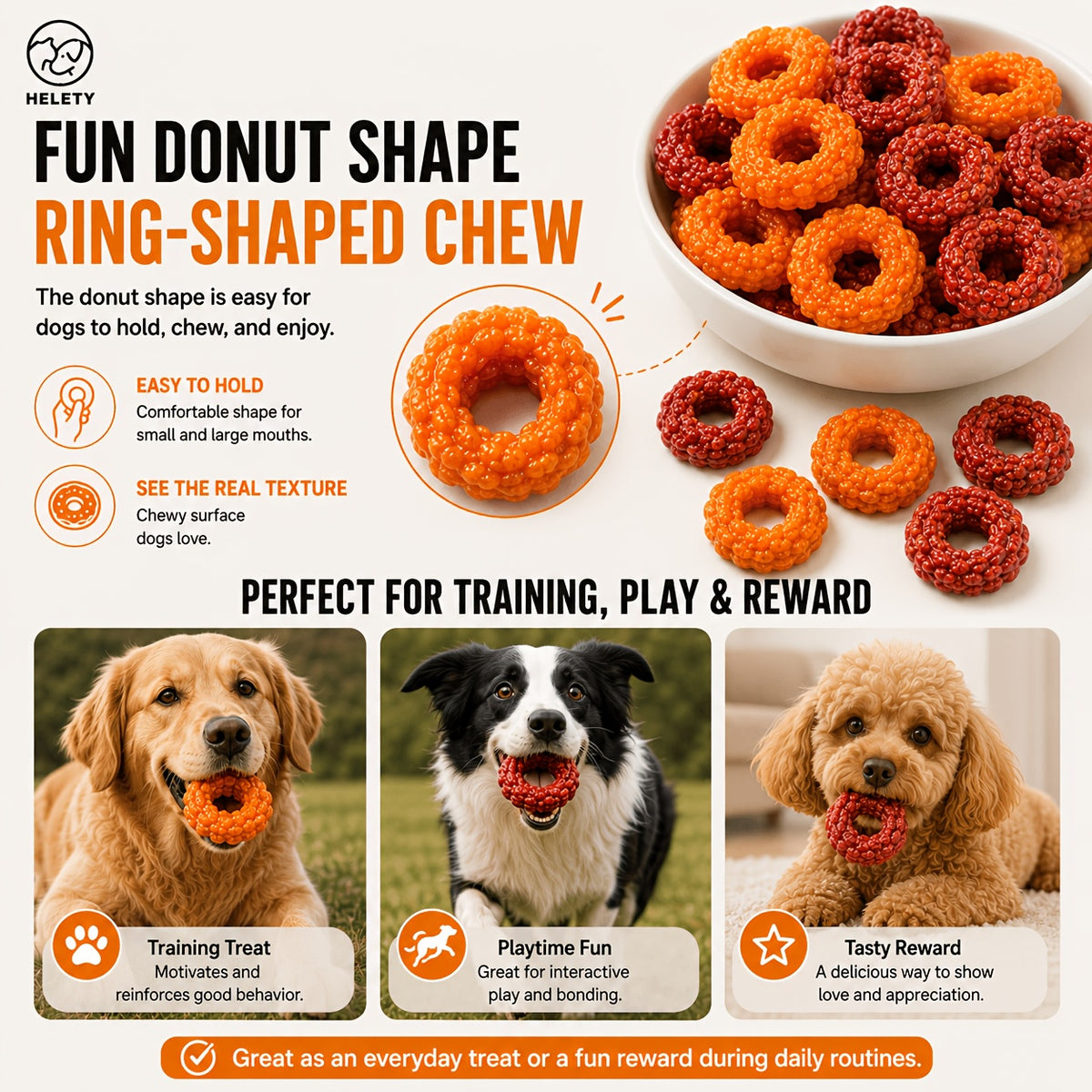 Sweet Potato Dog Treat Selection with Dried Slices, Duck Sweet Potato and Chicken Donut Options, Chewy Snacks for Supervised Rewards and Treat Time