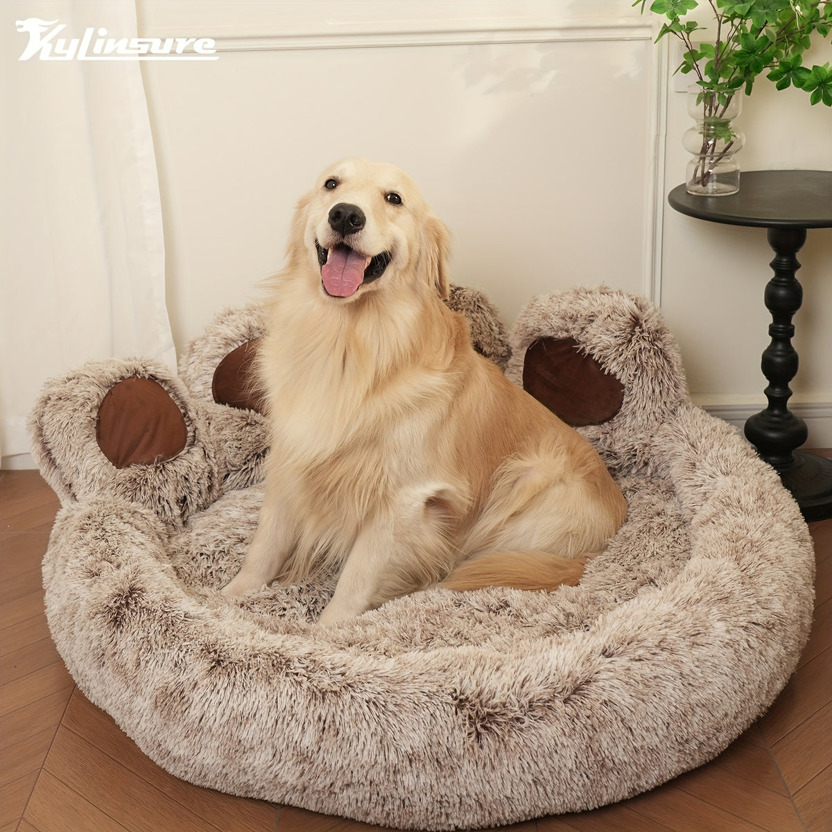 Bear Paw Dog Bed with Plush Raised Sides, Soft Cozy Cat Sleeping Cushion for Indoor Naps, Five Color Options and Six Sizes