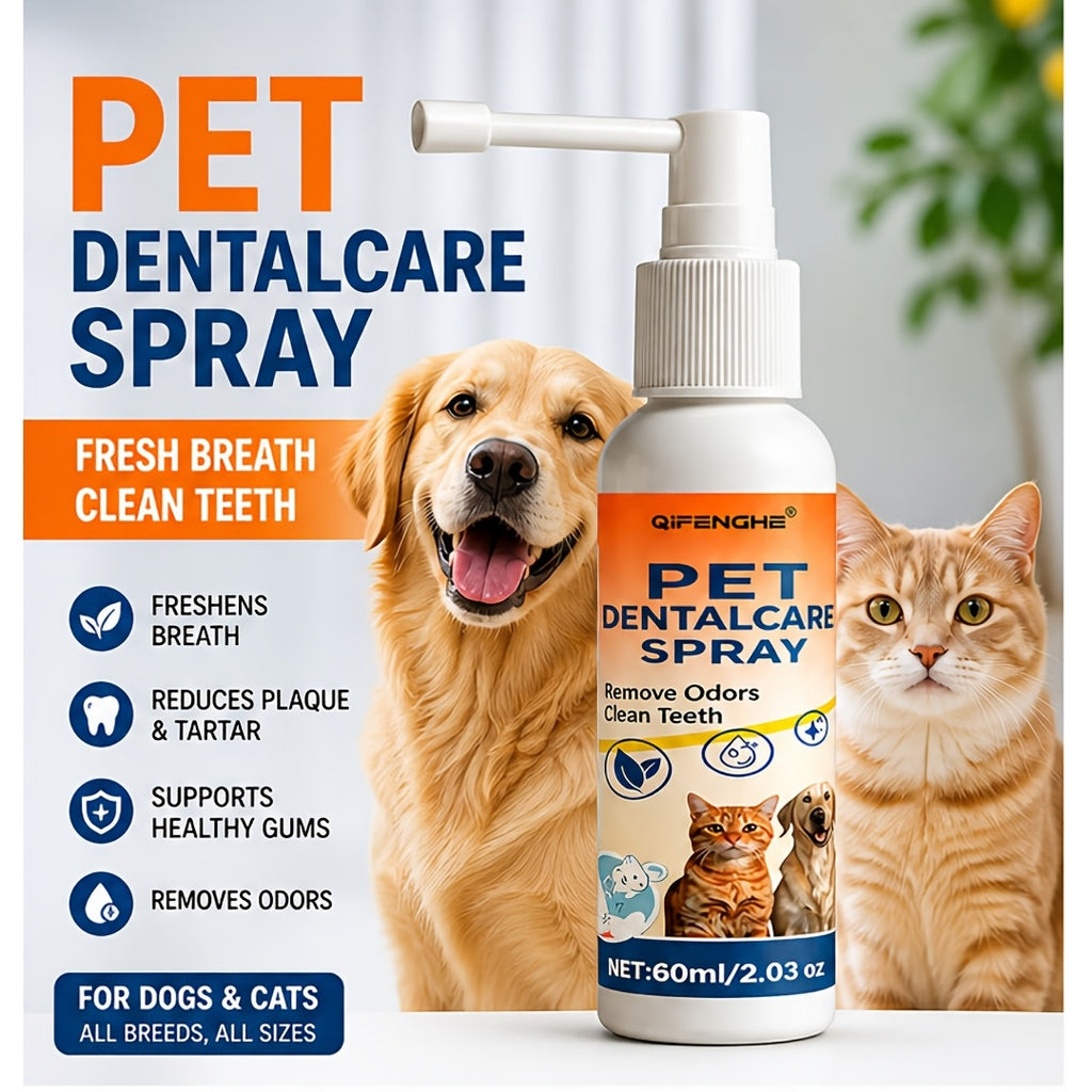Pet Breath Freshener Spray for Dogs and Cats, 60ml Oral Care Mist for Everyday Mouth Hygiene Routines and At-Home Pet Grooming Supplies
