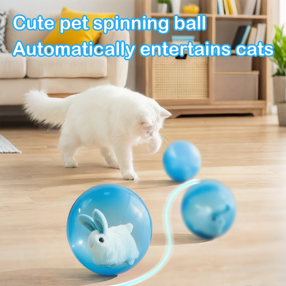 Rechargeable Cat Toy Ball with Motion Activated Movement, Automatic Indoor Chase Toy in Blue or Pink with Rabbit or Squirrel Style Options