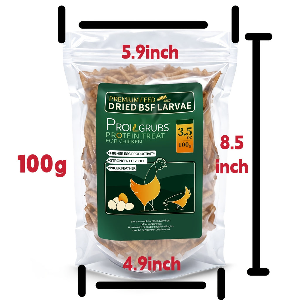 Dried BSFL Chicken Treats, Black Soldier Fly Larvae in 3.5 to 14 oz Packs for Backyard Poultry Snacks, Duck Feeding and Wild Bird Feeders
