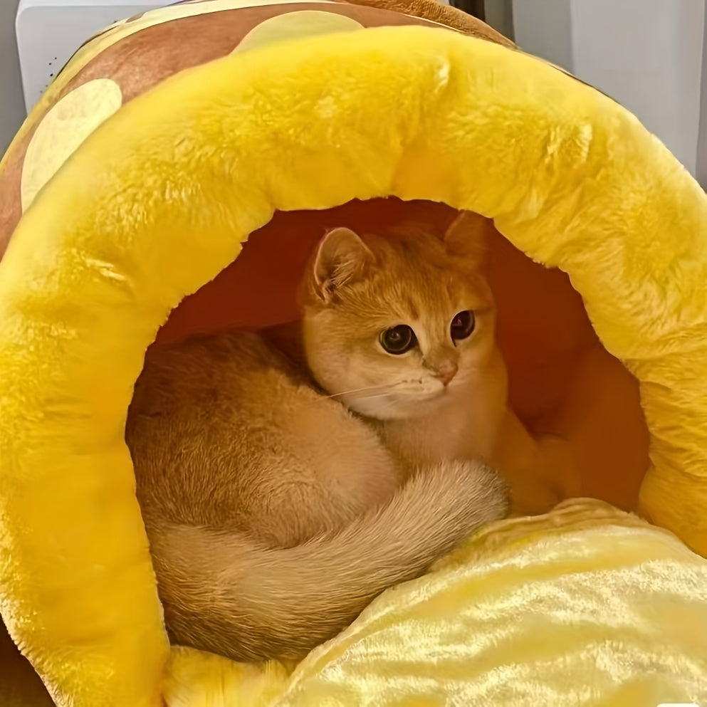 Honey Jar Cat Bed with Thick Inner Cushion, Soft Warm Indoor Cat Nest for Fall and Winter, Detachable Washable Cozy Sleeping Retreat