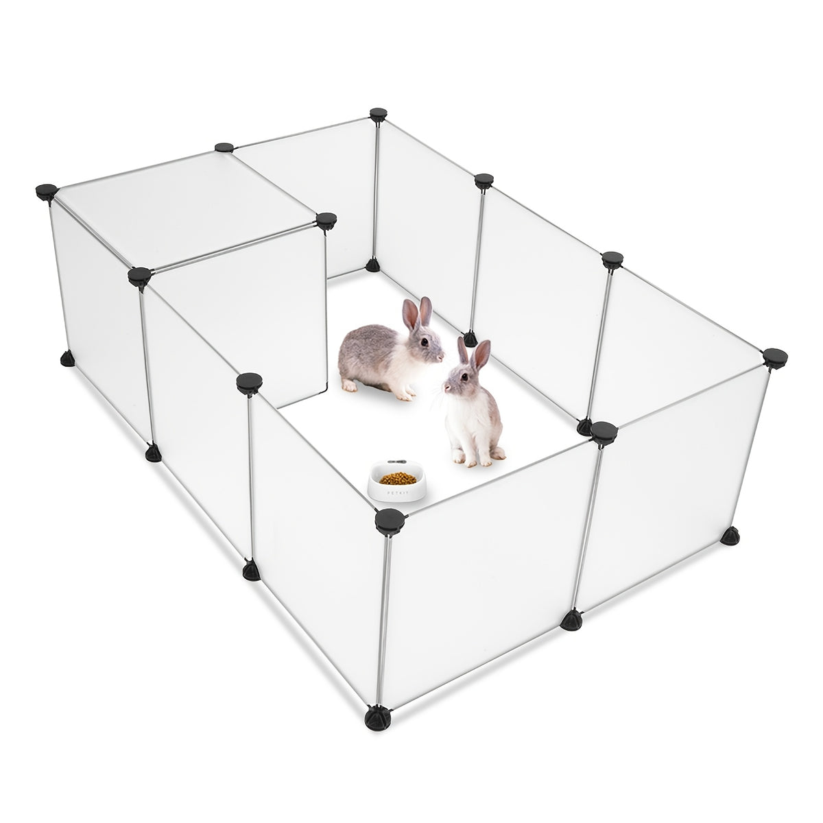 Plastic Pet Playpen with 12 Modular Panels, Portable DIY Indoor Fence for Small Animals and Puppies, Connectors and Assembly Mallet Included