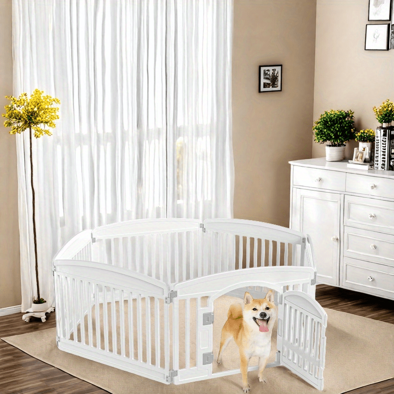 Foldable Puppy Playpen with Gate, 4 or 6 Panel Small Dog Fence in Black or White for Supervised Indoor Play Areas and Outdoor Pet Routines