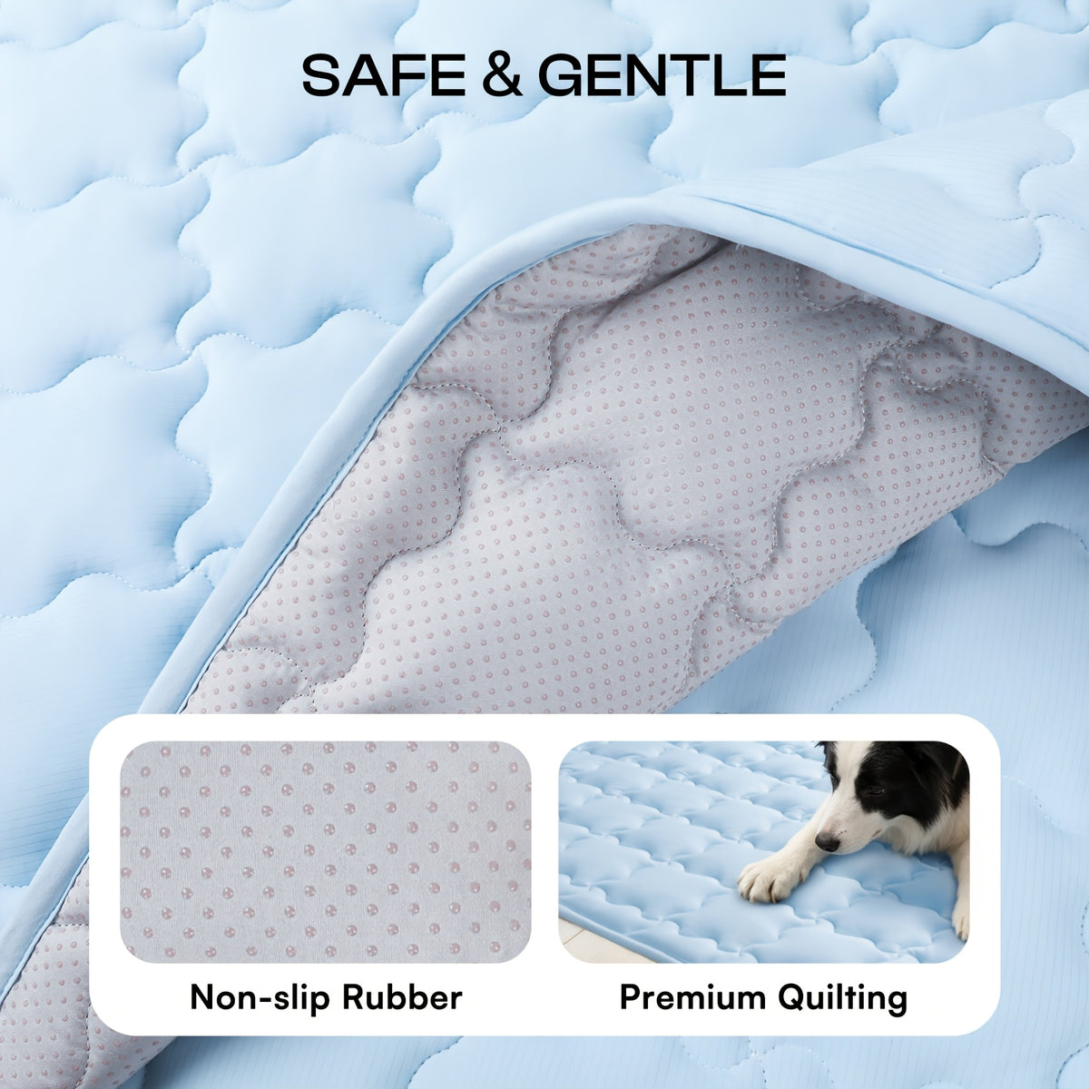 Pet Cooling Mat with Towel for Dogs and Cats, Washable Non-Slip Summer Resting Pad in Light Blue or Light Grey, 20 x 30 to 40 x 60 Inch Options