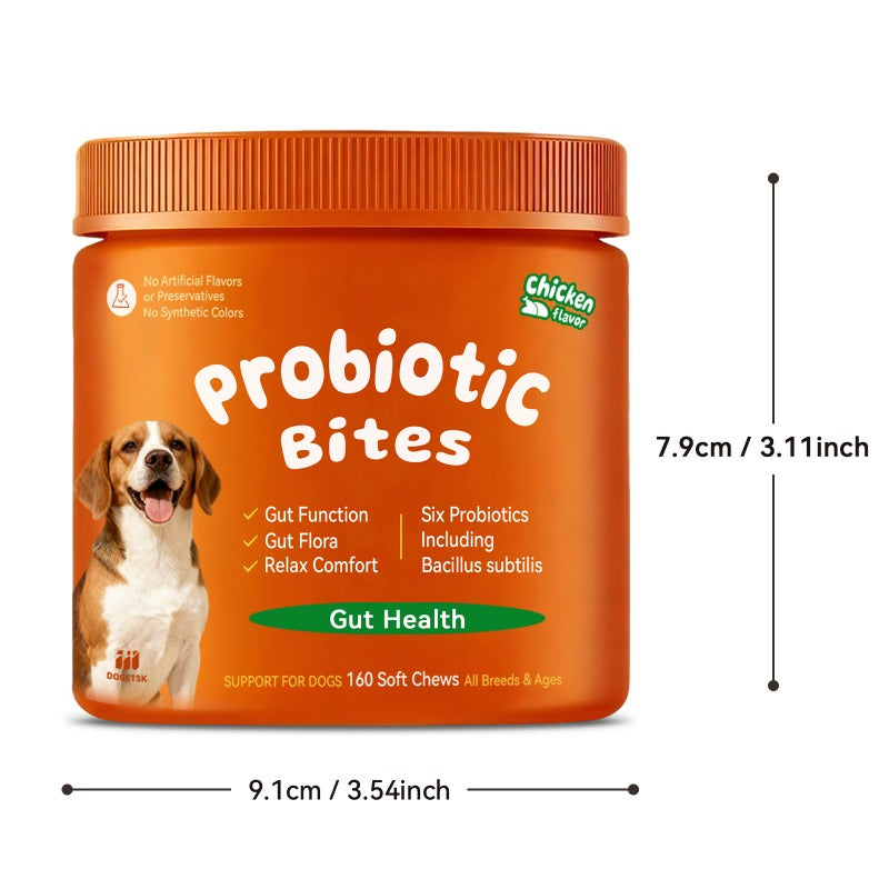 Pumpkin Flavor Dog Probiotics, Soft Chewable Tablets for Daily Digestive Health and Gut Flora Support, 160 or 320 Count Options
