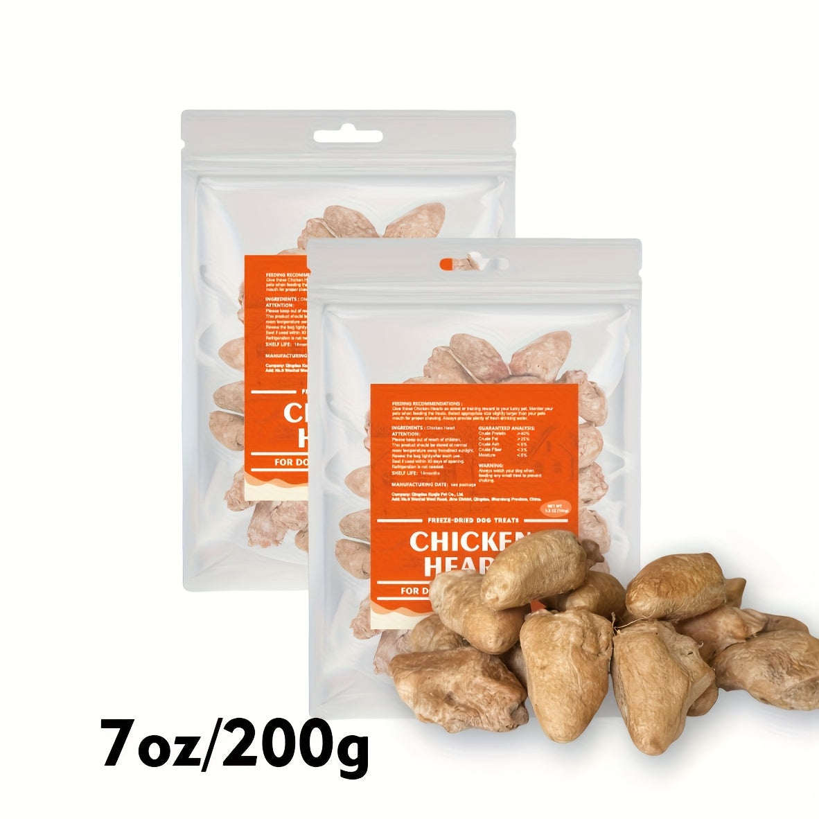 Single Ingredient Chicken Heart Treats for Cats and Dogs, Freeze Dried Grain-Free Training Rewards and Meal Topper in 200g or 300g Options