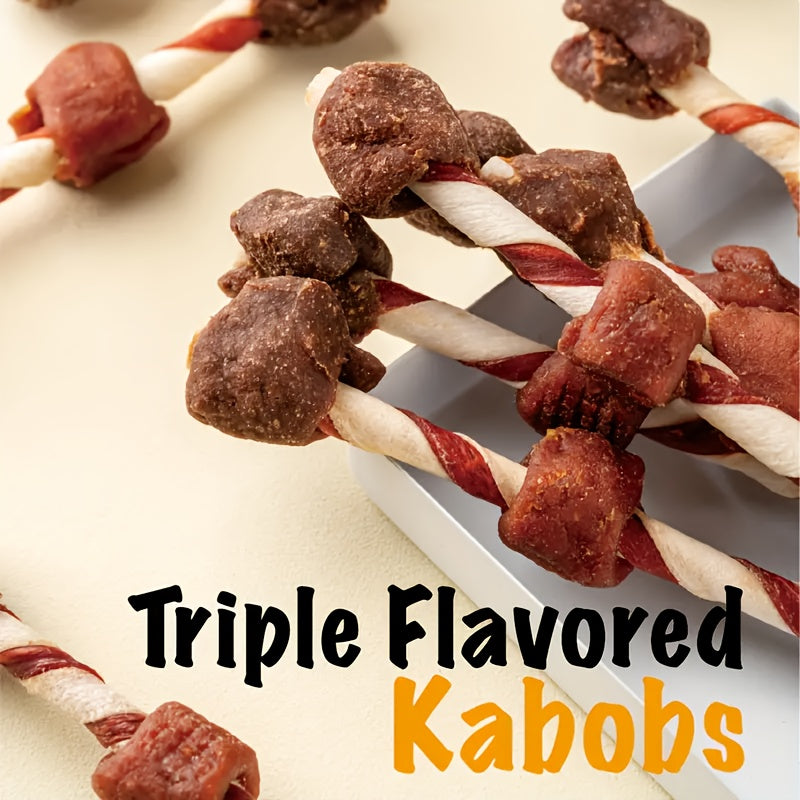 Dog Treat Skewers with Chicken, Beef and Duck Flavor Options, Kabob Snacks, Chicken Milk Sticks and Assorted Packs for Supervised Treat Time