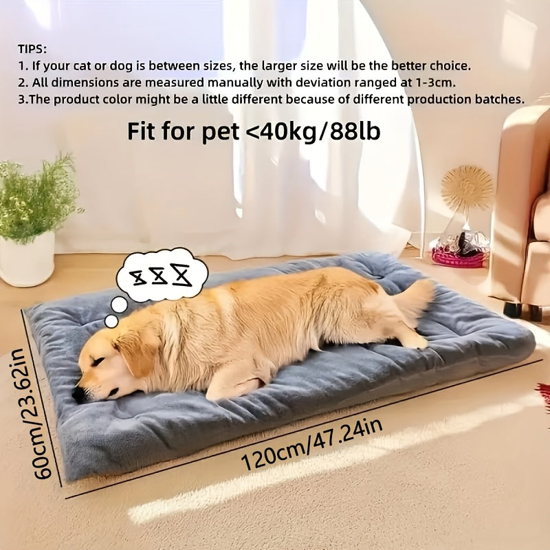 Dog Sofa Bed with Polyester Fiber Filling, Gray L Plush Pet Resting Mat with Thick Soft Cushioning for Cozy Indoor Naps and Everyday Lounging