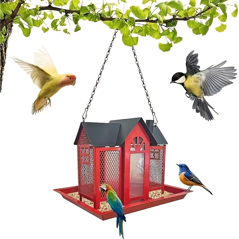 Metal Mesh Bird Feeder for Outdoors, Hanging Wild Bird Feeding Station for Backyard and Garden Birdwatching, Four Color Options for Bird Lover Gifts