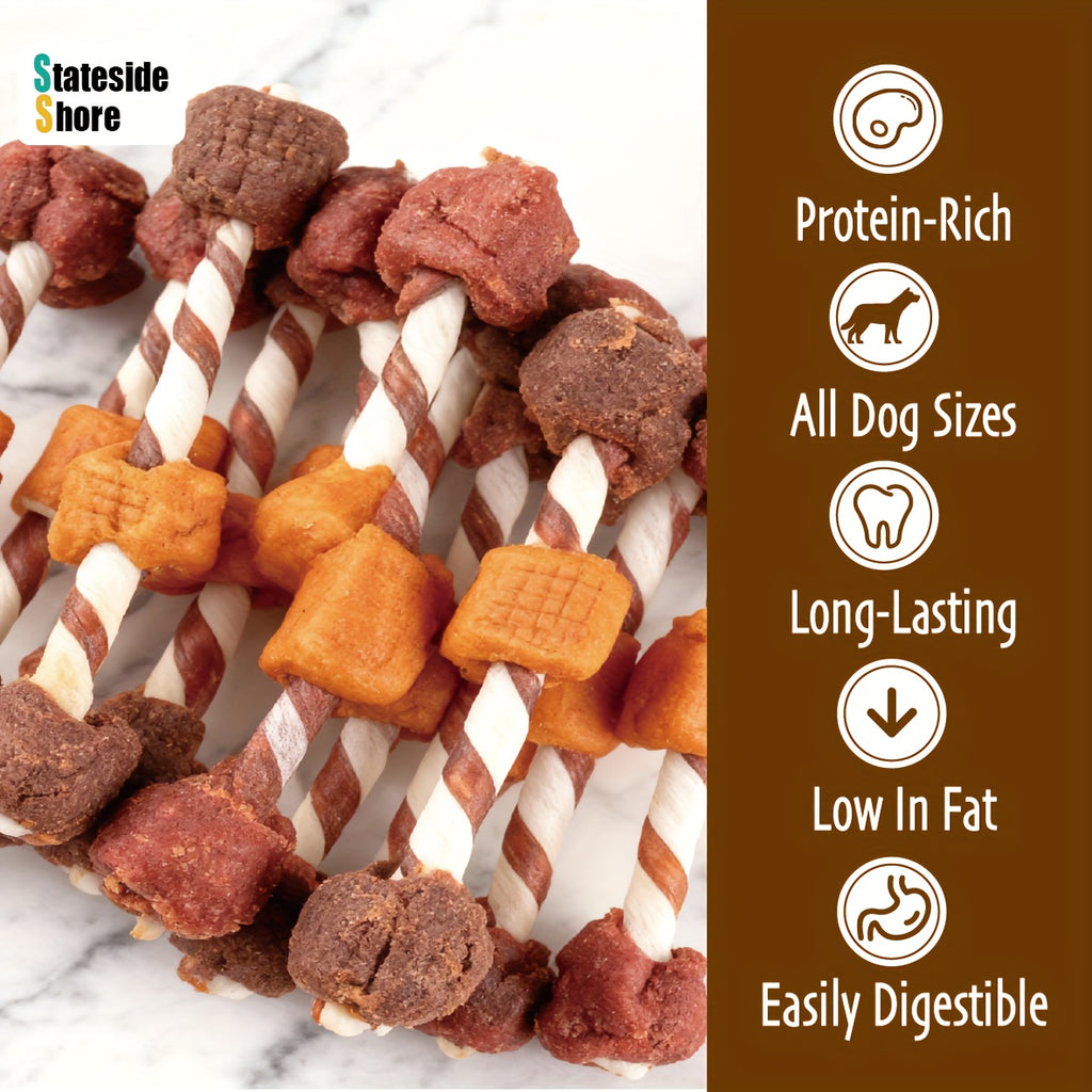 Rawhide Kabob Dog Treats with Beef, Chicken and Chicken Liver, Plus Twist Stick Options in 100g to 900g Packs for Supervised Chewing
