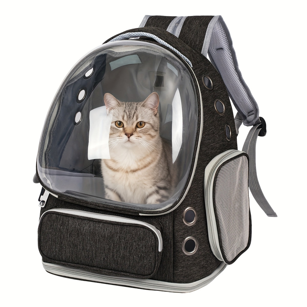 Cat Carrier Backpack with Clear Bubble Window, Breathable Space Capsule Travel Bag with Zipper Entry for Cats and Kittens, Six Color Options
