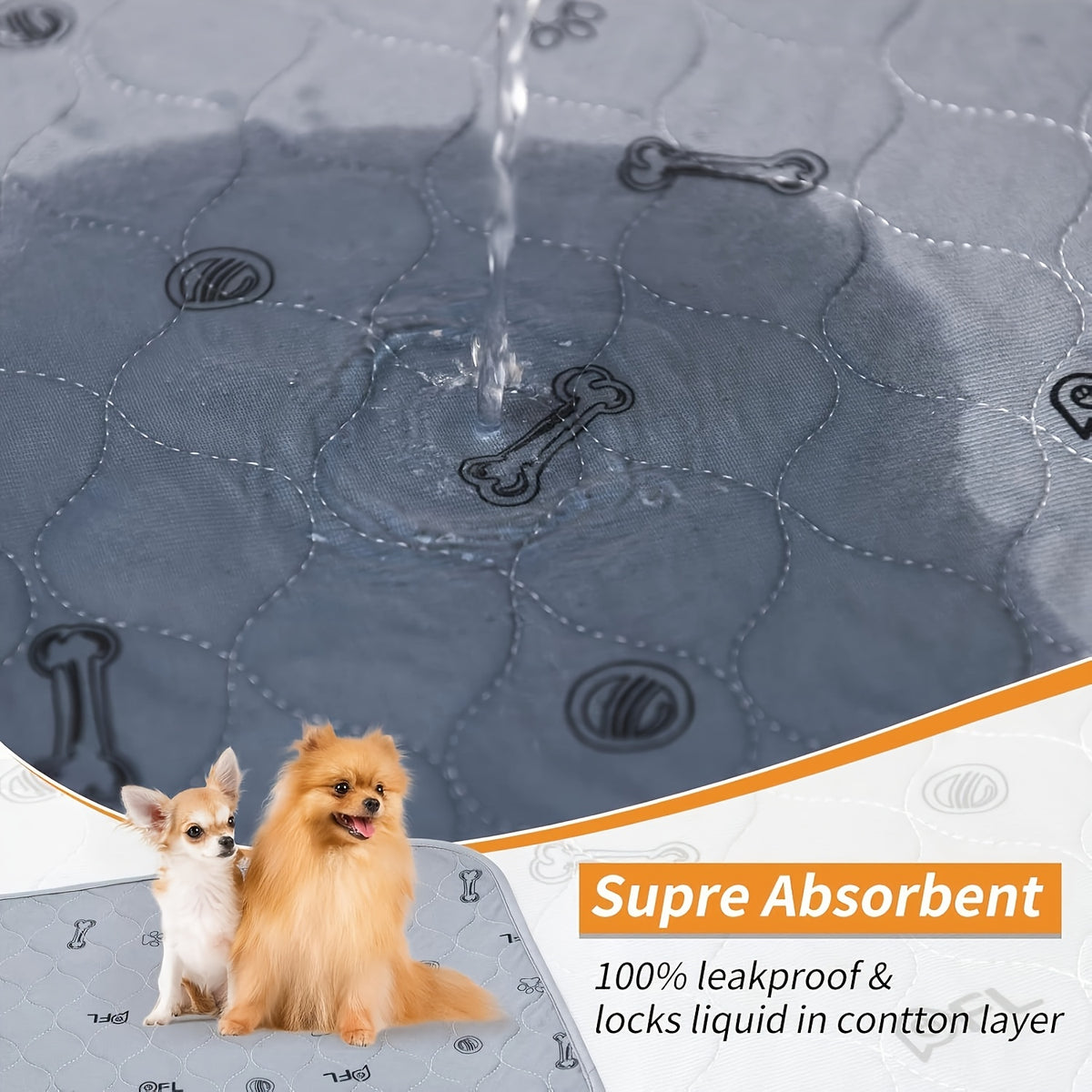 Washable Puppy Training Pads in 24 x 16 or 36 x 41 Inches, Reusable Four-Layer Non-Slip Dog Pee Mats with Size-Specific 2 or 6 Pack Options