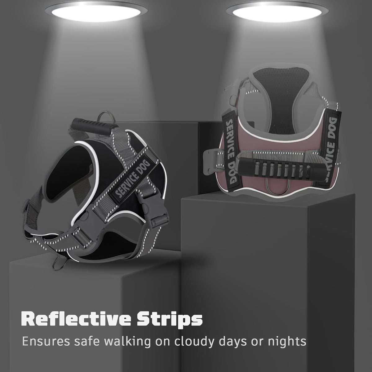 Reflective Breathable Dog Harness Vest with Adjustable Chest Strap, Red Pink or Black Walking Gear in XS, S, M and XL Size Options