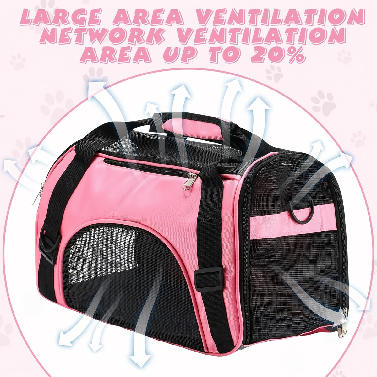 Soft Pet Carrier Crossbody Bag, Lightweight Foldable Travel Carrier for Small Dogs and Kittens, Blue or Pink with S, M and L Options for Walks and Vet Visits
