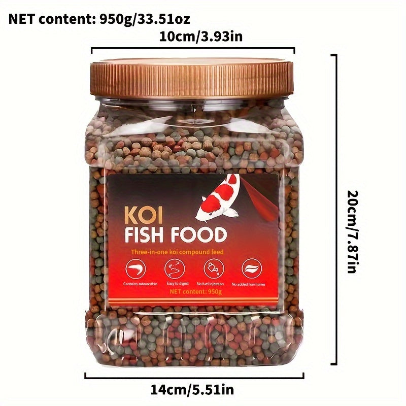 Goldfish Food Pellets 950g / 33.51 oz, Colored Granular Aquarium Fish Feed for Home Fish Tanks and Fish Keeper Feeding Routines