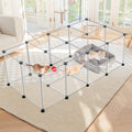 Small Pet Playpen 12 Panel Set, Portable Plastic Small Animal Enclosure with 14 Inch Panels, ABS Connectors and Wooden Hammer for Supervised Play