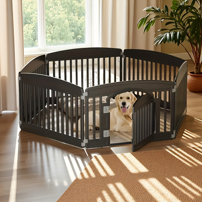 Portable Dog Playpen with Locking Door and Non-Slip Bottom, 4 or 6 Panel Lightweight Puppy Exercise Pen for Indoor and Outdoor Use