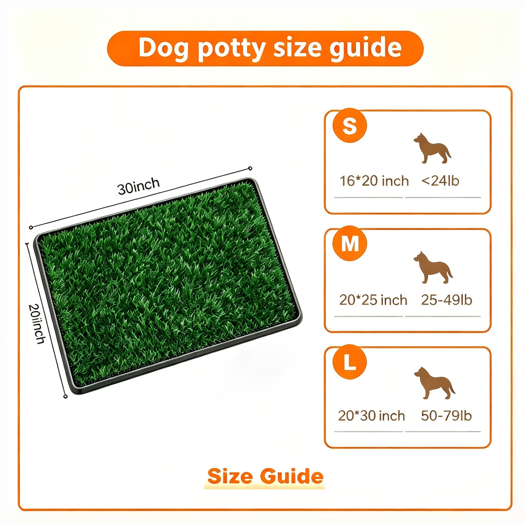 Dog Grass Potty Tray with Two Washable Turf Mats, 3-Layer Artificial Grass Puppy Toilet with Drainage Grate for Indoor and Outdoor Training