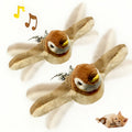 Rechargeable Bird Cat Toy 2-Pack, Cordless Flying Sparrow with Fluttering Wings and Jumping Motion for Supervised Indoor and Outdoor Play