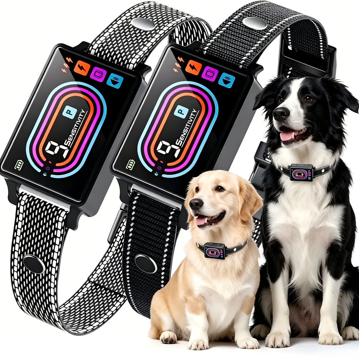 Magnetic Charging Bark Collar for Dogs with 9 Sensitivity Levels, Adjustable Fit, Vibration and Switchable Static Mode, 1 or 2 Pack Options