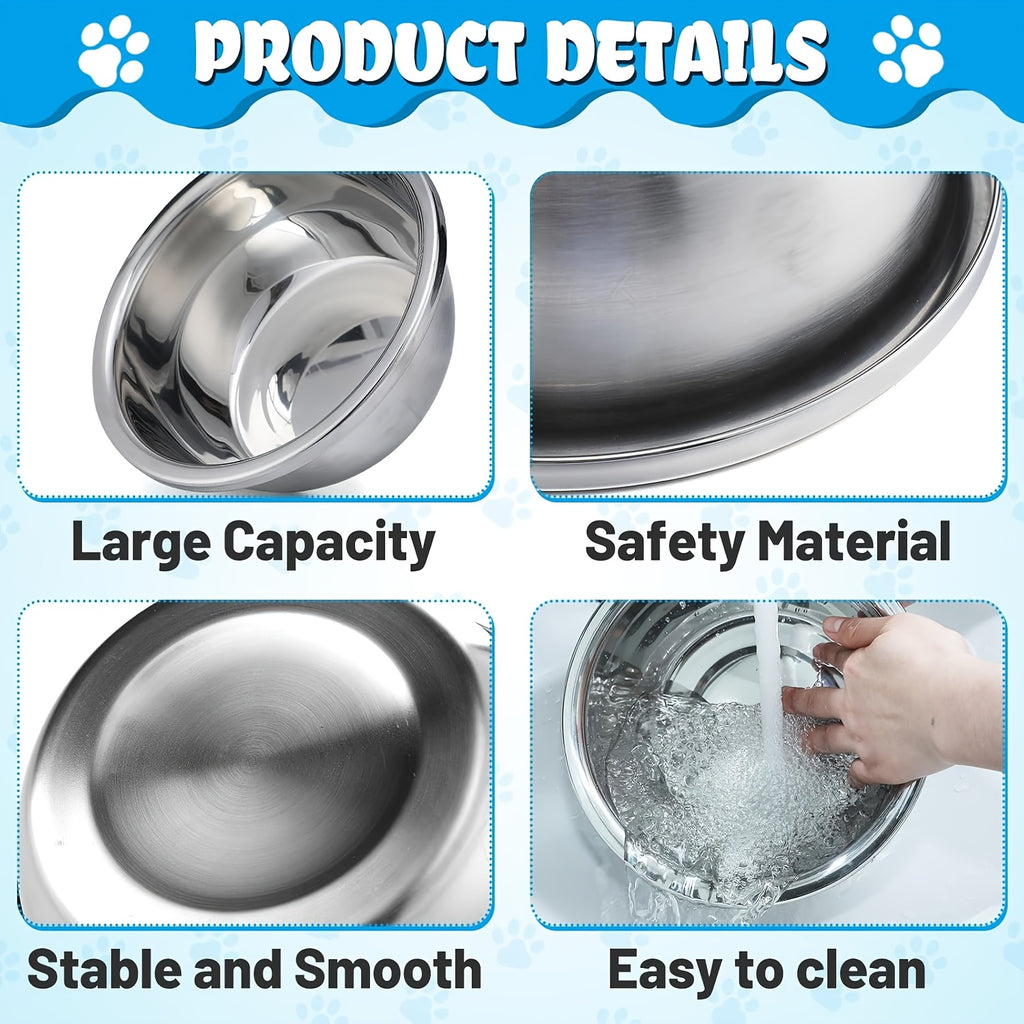 Stainless Steel Dog Bowls 2-Pack, Dishwasher Safe Food and Water Dishes for Large and Extra Large Breeds, Indoor and Outdoor Feeding