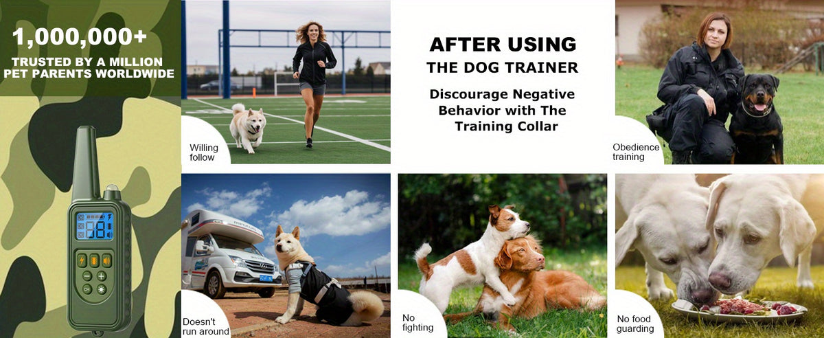 Dog Training Collar with LED Function, Beep, Vibration and Static Stimulation Modes for Supervised Sessions, Available in 1, 2 or 3 Dog Options