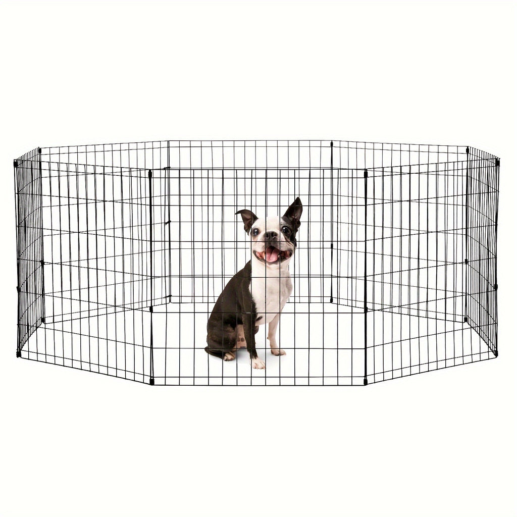 Foldable Metal Wire Dog Playpen with Tool-Free Setup, 24, 30, 36 or 42 Inch Height Options for Supervised Indoor and Outdoor Pet Exercise