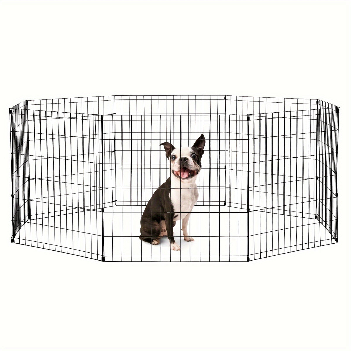 Foldable Metal Wire Dog Playpen with Tool-Free Setup, 24, 30, 36 or 42 Inch Height Options for Supervised Indoor and Outdoor Pet Exercise