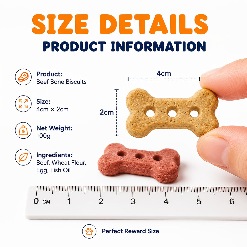 Beef Flavor Dog Biscuits, Crunchy Bone-Shaped Treats with Beef, Chicken and Egg Listed Flavors for Supervised Training Rewards and Everyday Snack Time
