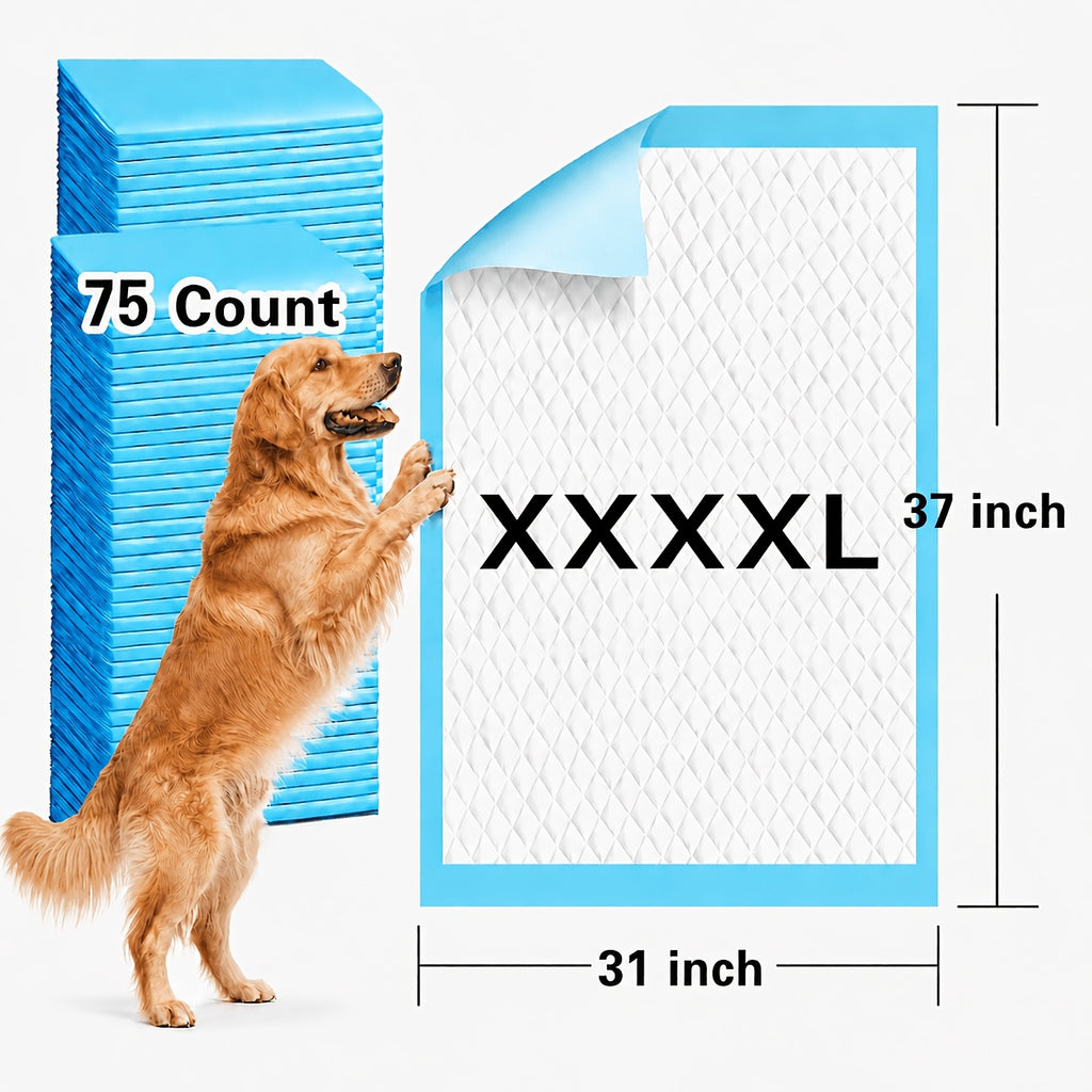 Dog Pee Pads 31 x 37 Inch, 75 Count Extra Large Disposable Puppy Training Pads with Seven-Layer Absorption for Large Dogs and Multi-Pet Homes