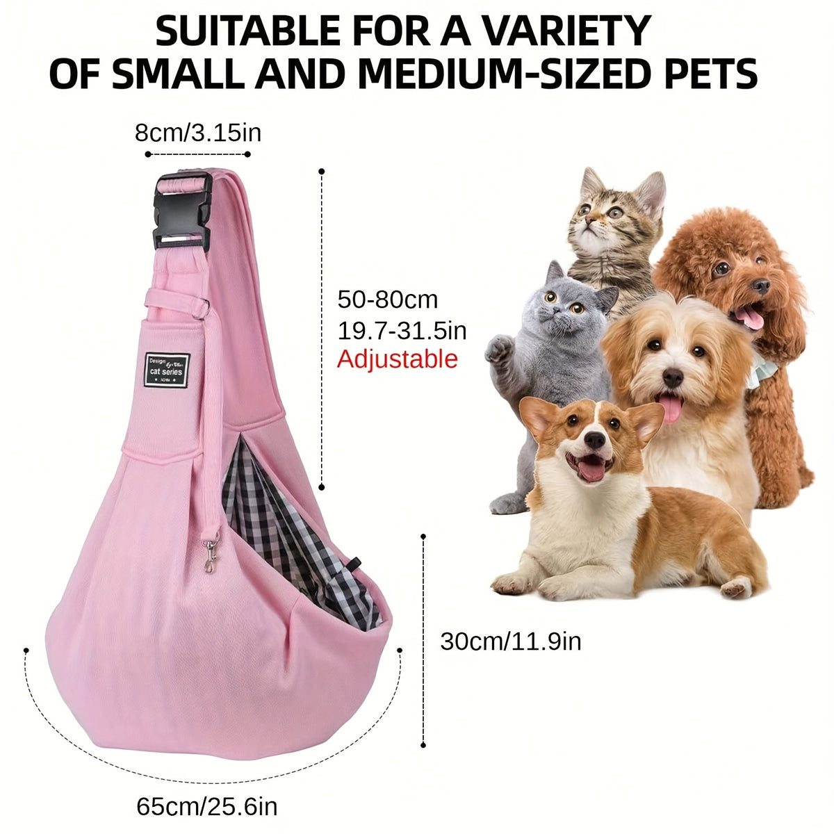 Small Pet Sling Carrier, Foldable Hammock-Style Shoulder Bag for Cats and Small Dogs, Portable Outdoor Carrying Pouch for Everyday Outings