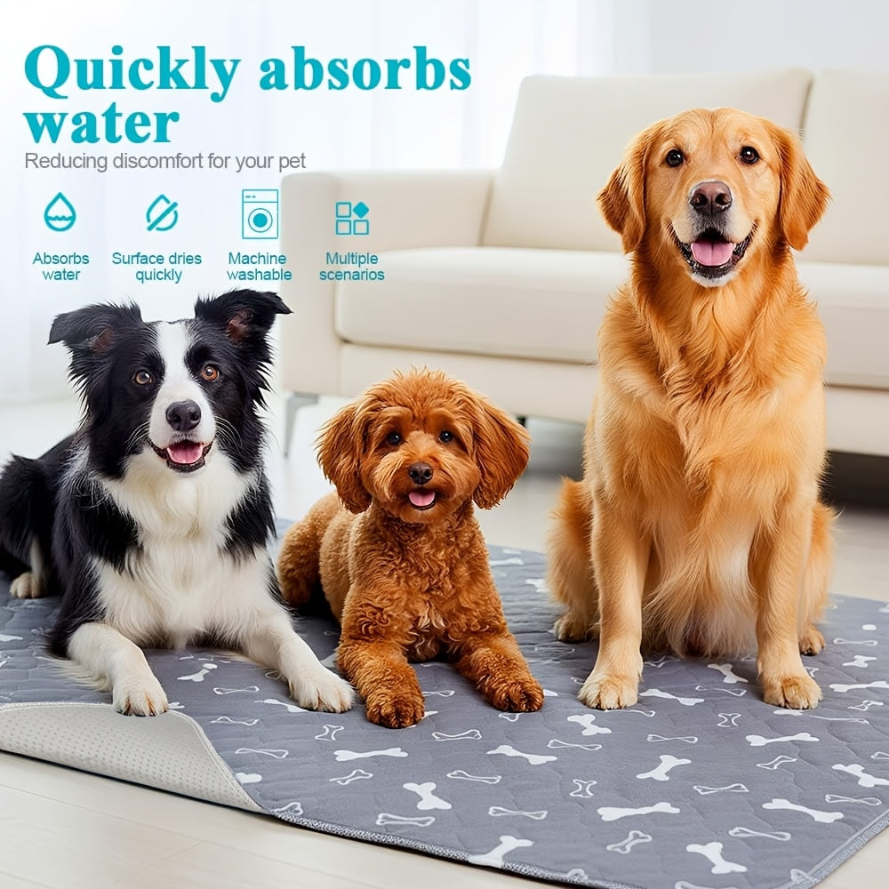 Dog Potty Training Pads, Reusable Washable Puppy Pee Mats with Non-Slip Base, Five Size Options and Solid or Printed Styles for Home and Travel