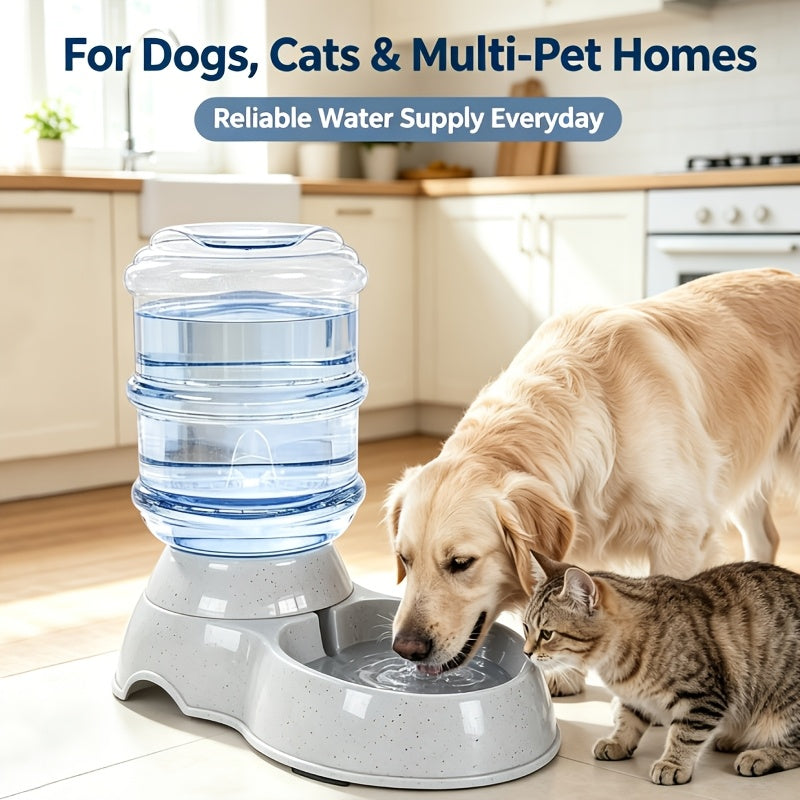 Gravity-Fed Dog Water Dispenser 2.91 Gallon, Gray Large Capacity Pet Waterer for Dogs and Cats, Automatic Refill Drinking Station for Home