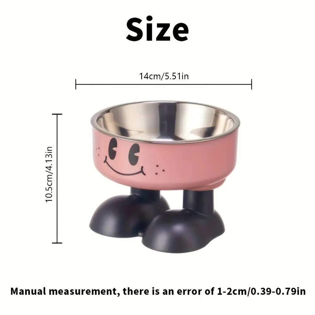Raised Pet Bowl with Stainless Steel Dish, Anti-Slip and Anti-Tip Feeding Design for Kitten and Puppy Food or Water, Milky, Coffee Brown or Pink